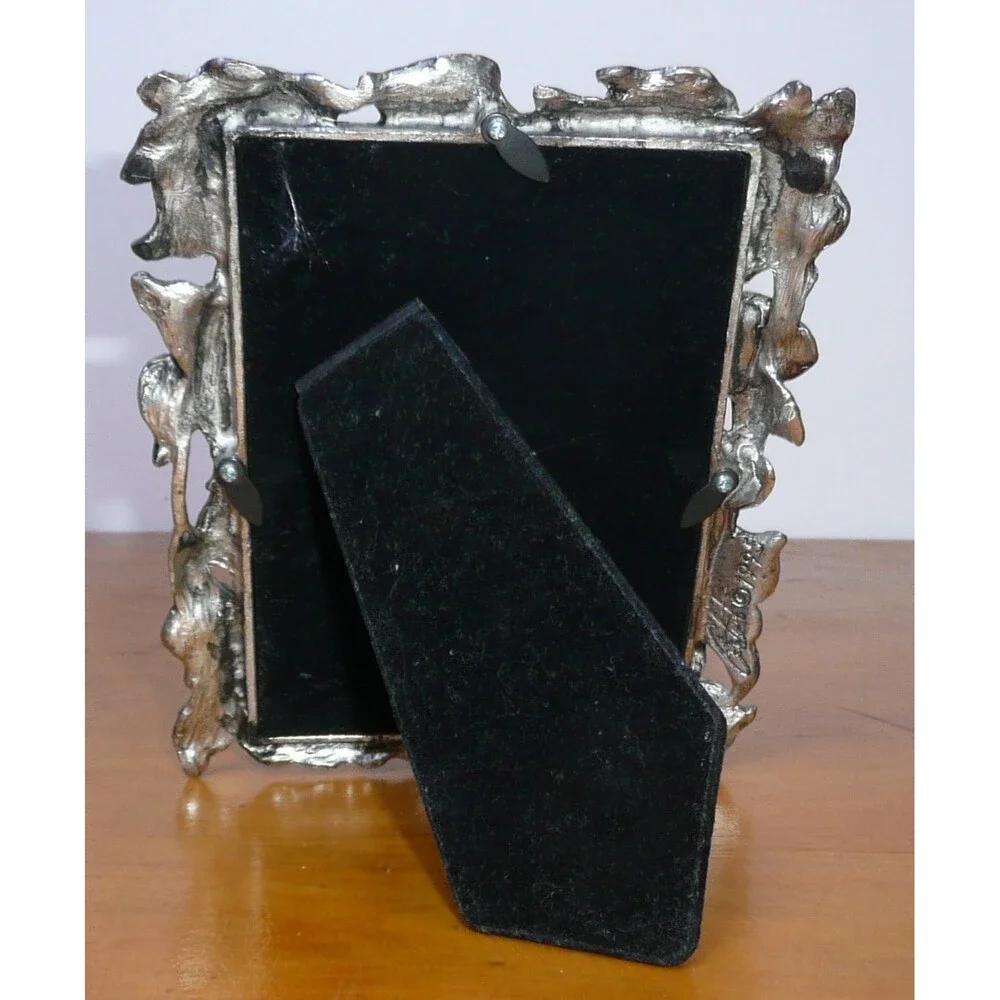 Pewter Picture Frame Calla Lilly Flowers Signed 1995 ~ Fits 3.5